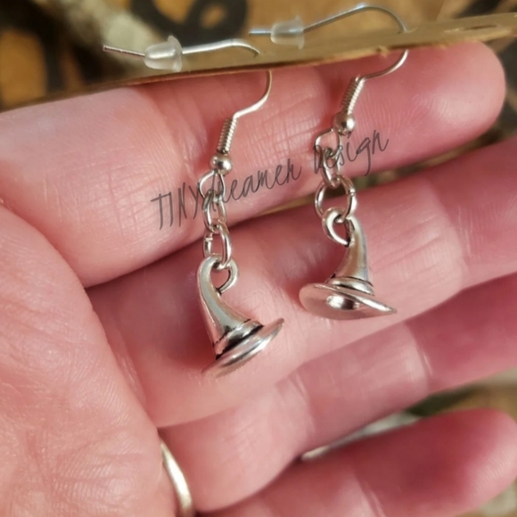 Witchy Witch earrings Wiccan Pointed HAT Halloween earrings Occult~Samhain~Magic - Picture 6 of 10